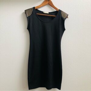 Tea and Rose Black with Golden Studded Padded Shoulder Dress size Small